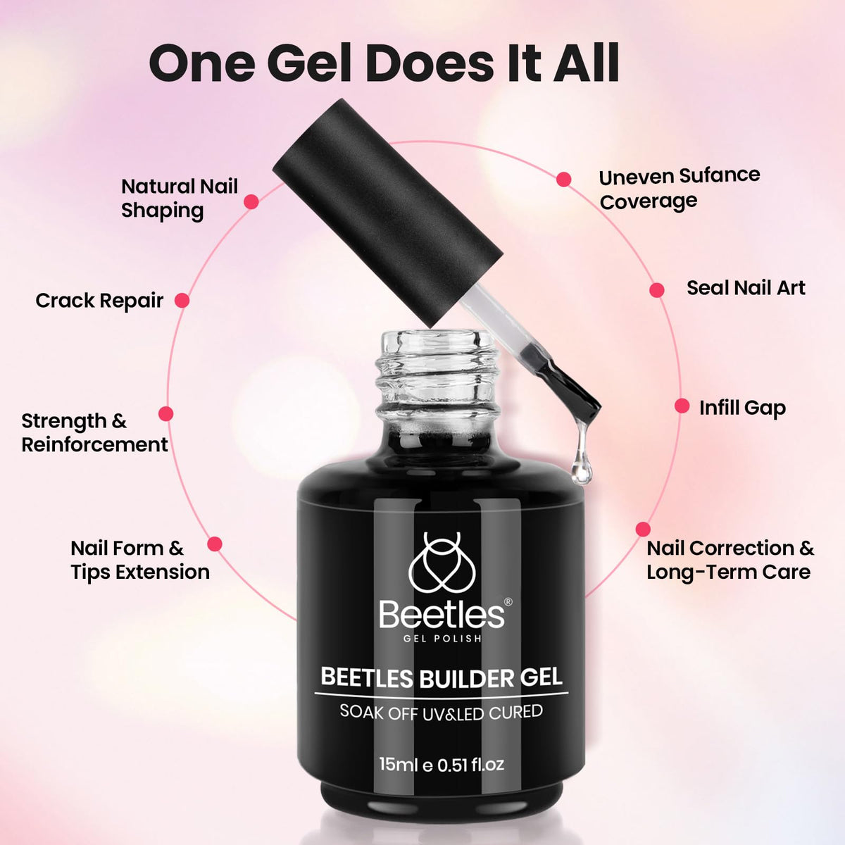 Beetles milky pink gel polish adds natural color and depth