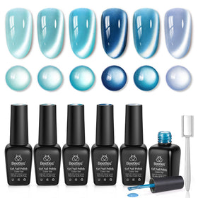 Beetles Moonlit Mist F703 blue cat eye gel polish for chic daytime nails