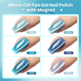 Beetles Moonlit Mist F704 blue cat eye gel polish with magnetic shimmer for bold accents