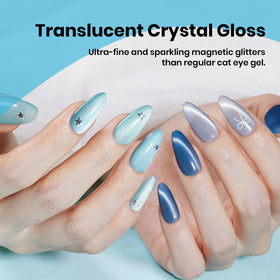 Beetles Moonlit Mist F705 cool blue cat eye gel for elegant fall nails