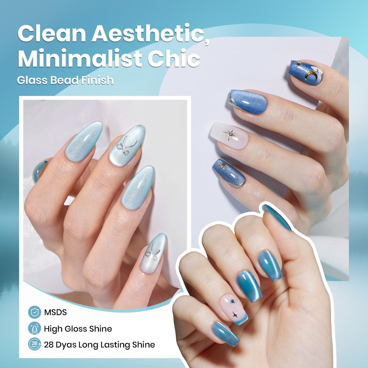 Beetles Moonlit Mist F706 soft blue glass gel with radiant cat eye effect