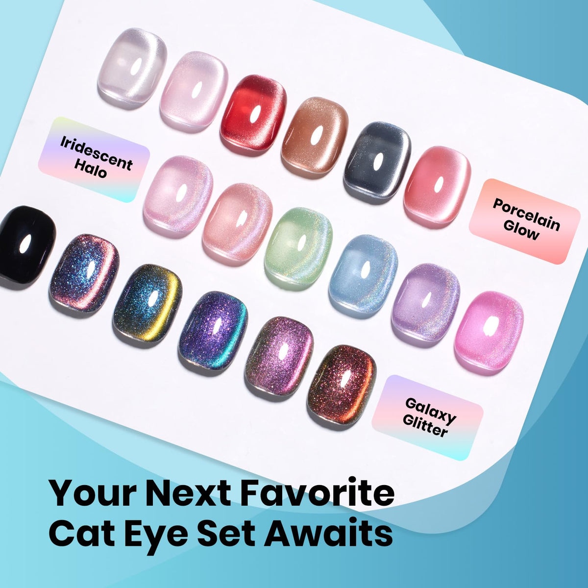 Beetles Moonlit Mist F708 glittery blue cat eye gel for festive styles
