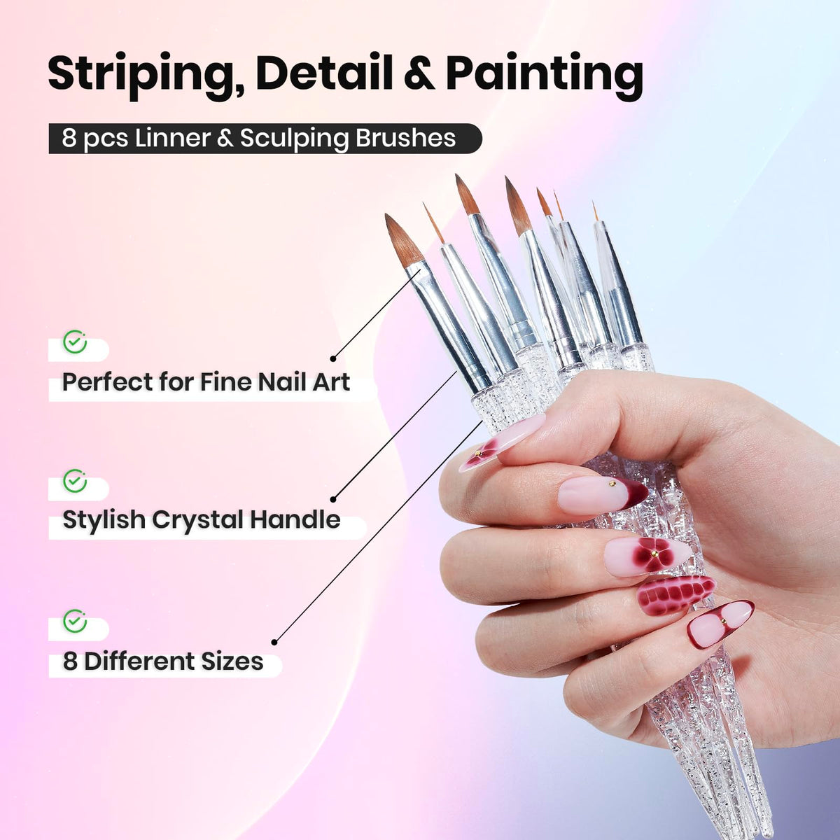 Beetles Nail Art Liner Pen 3pcs for fine lines and delicate accents.