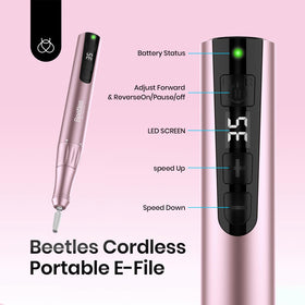 Beetles ergonomic grip minimizes vibration during nail care sessions.