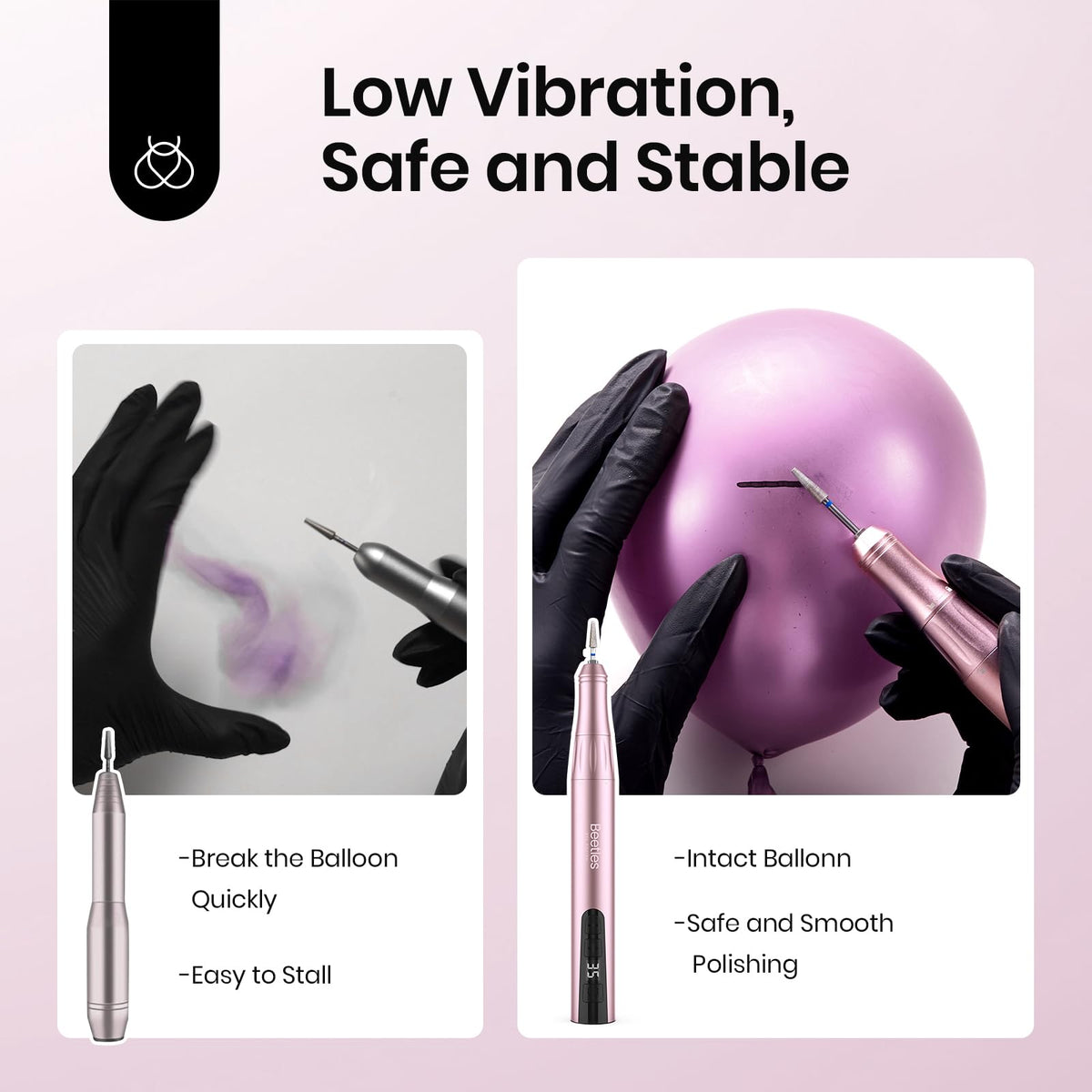 Beetles five-head nail drill kit for versatile manicure and pedicure tasks.