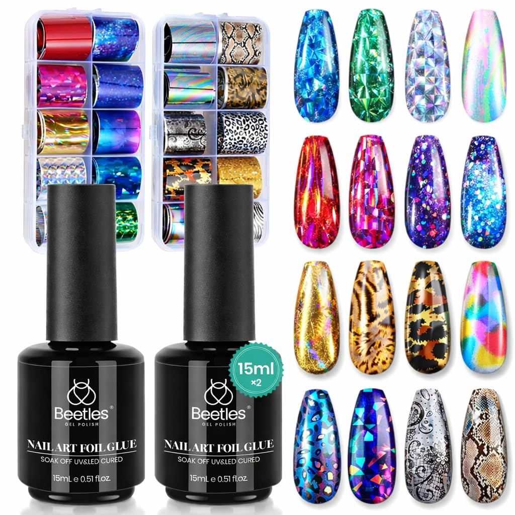 Beetles Nail Foil Art Kit packaging for at-home DIY manicure.