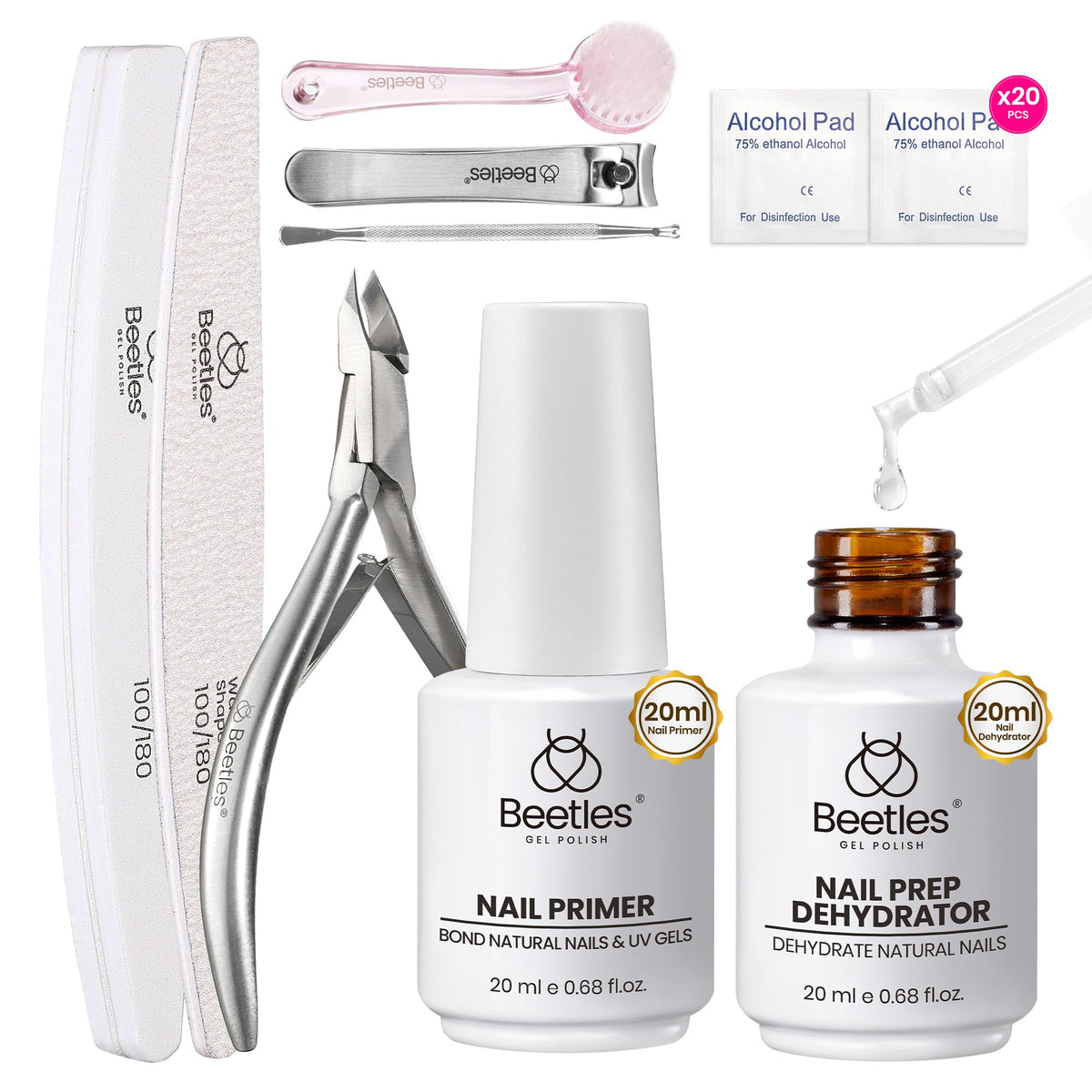 Beetles Nail Prep Kit Dehydrator 20ml preps nails for stronger adhesion