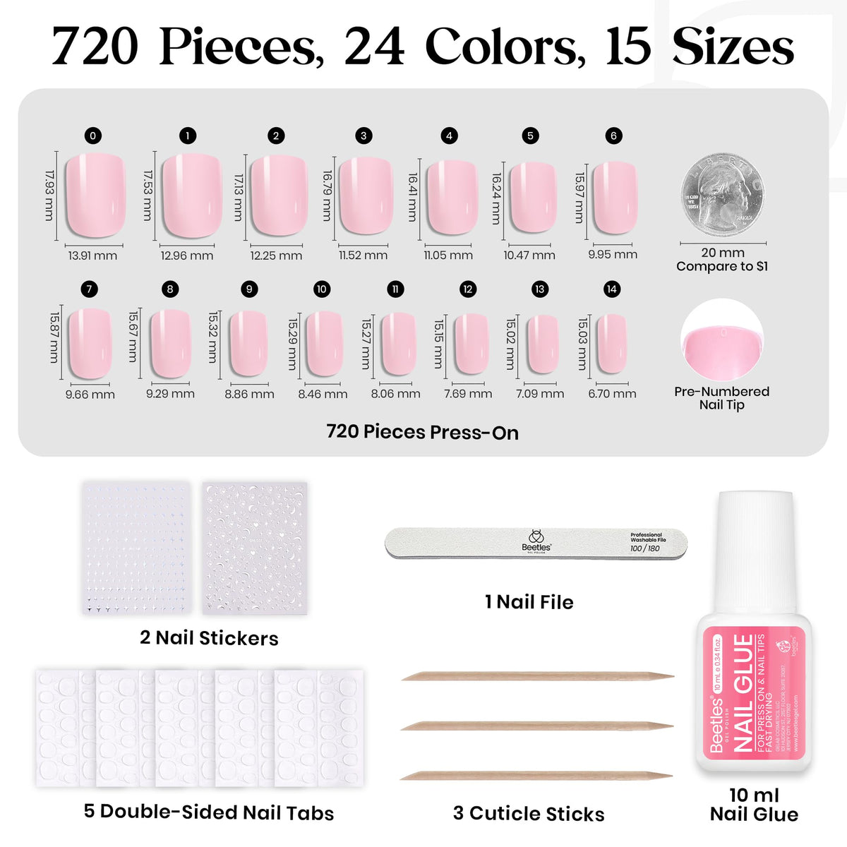Beetles 120 adhesive nail tabs for clean, residue-free wear