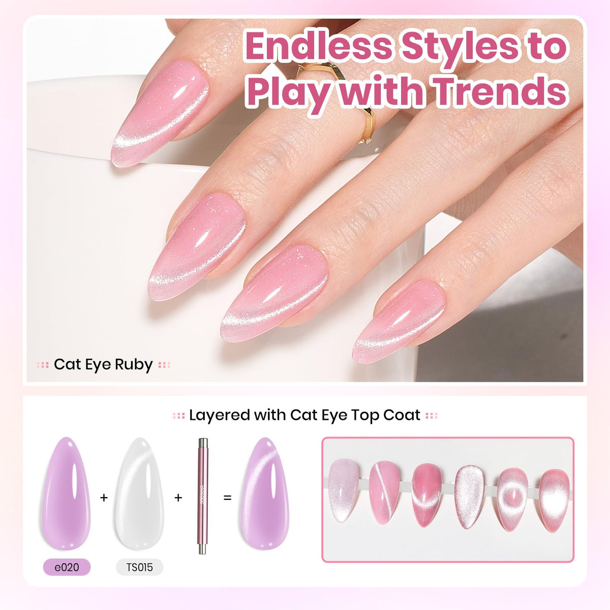 Beetles nail tools kit with rhinestone glue and magnet for DIY manicures