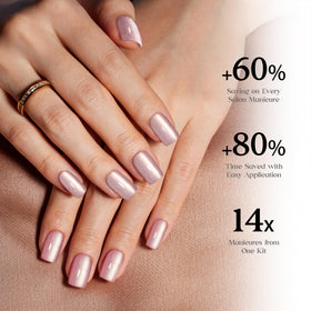 Beetles pre-shaped nails require no filing for fast manicure.