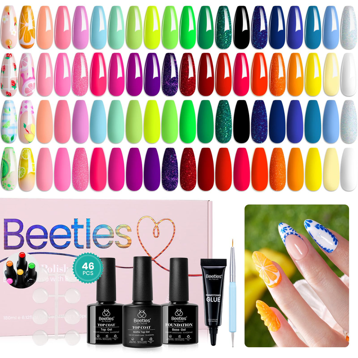 Beetles Neon Summer Gel Nail Polish Set: vibrant color bottles for bold nails.