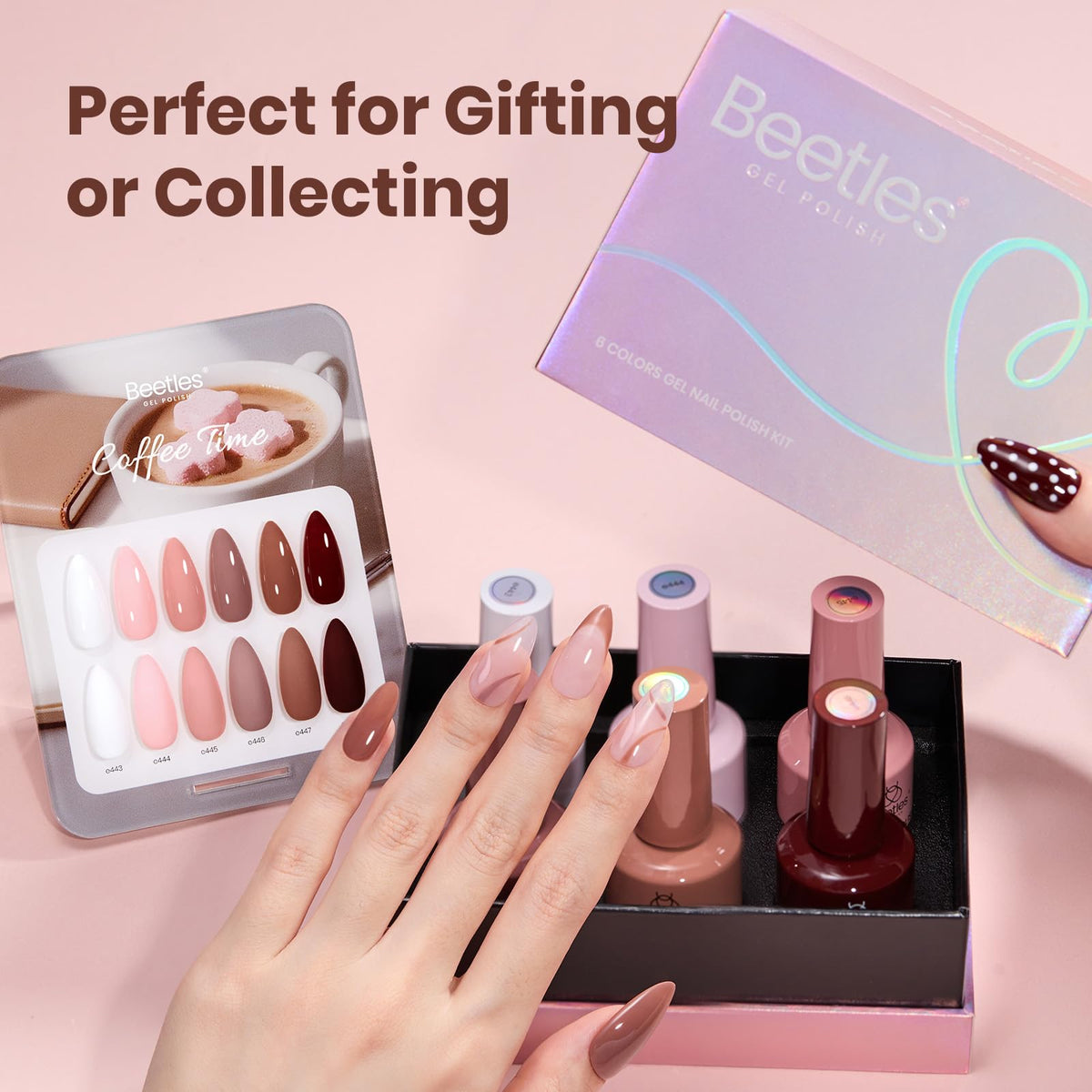Beetles Nude Gel Polish color display card helps shade selection at a glance.