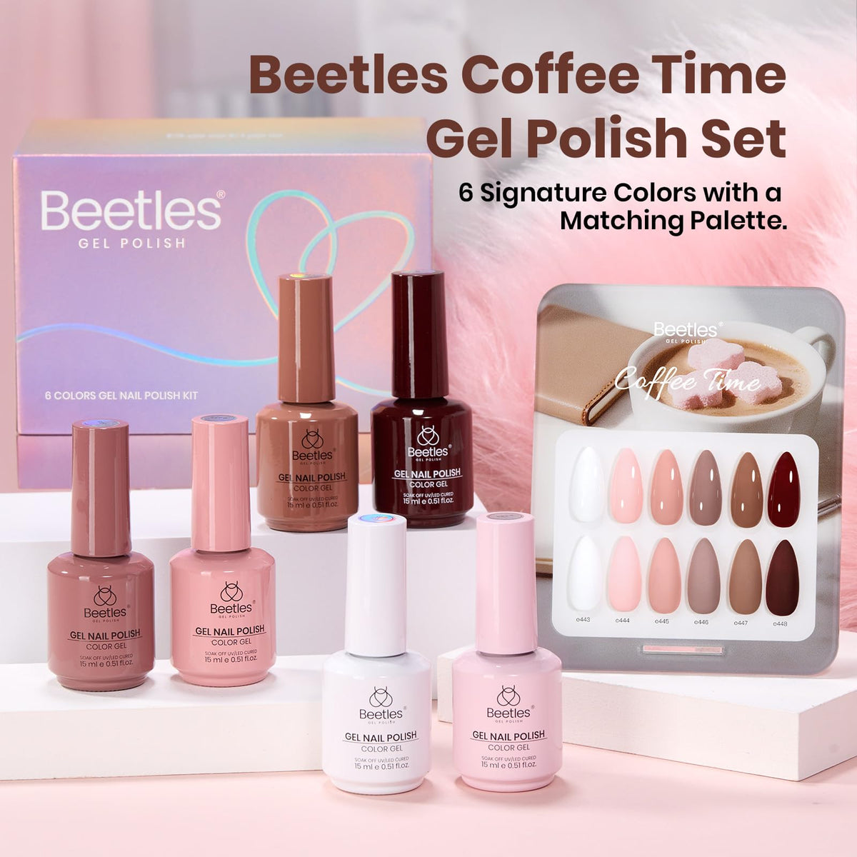 Beetles Nude Gel Polish neutral colors display offers versatile options for all seasons.