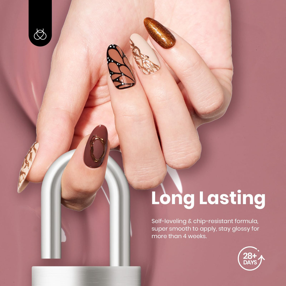 Beetles Nude Gel Polish Set dark brown shade for a rich manicure.