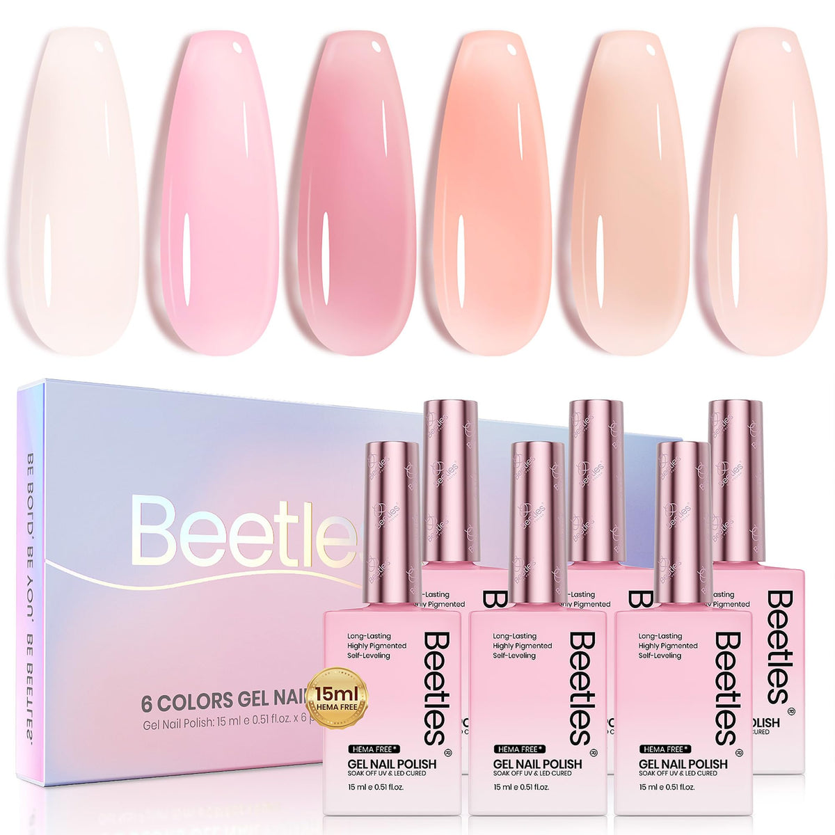 Beetles Nude Pink gel bottle showing a long-lasting natural shade ideal for daily wear.