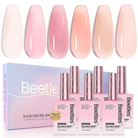 Beetles Nude Pink gel bottle showing a long-lasting natural shade ideal for daily wear.