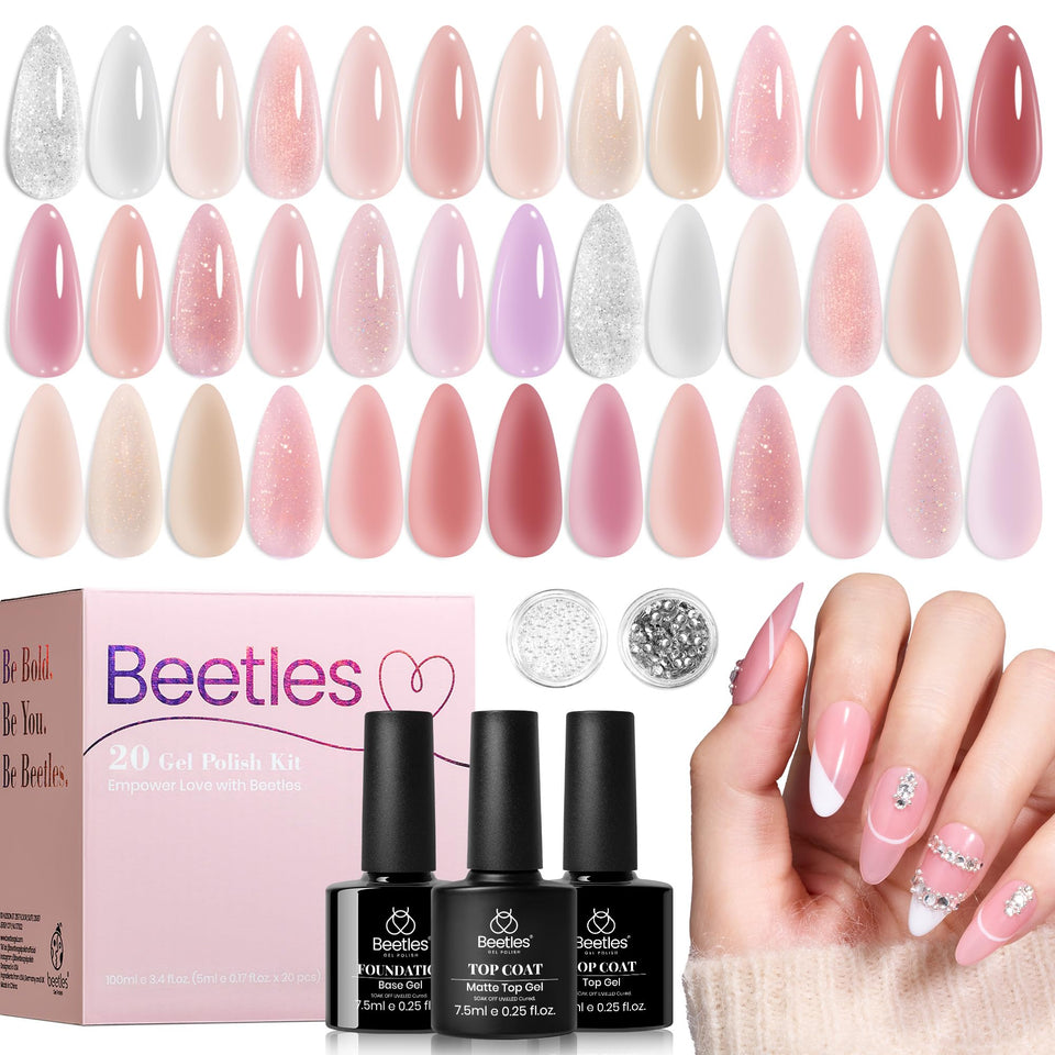 Beetles Nude Pink Gel Nail Kit packaging, gift-ready presentation