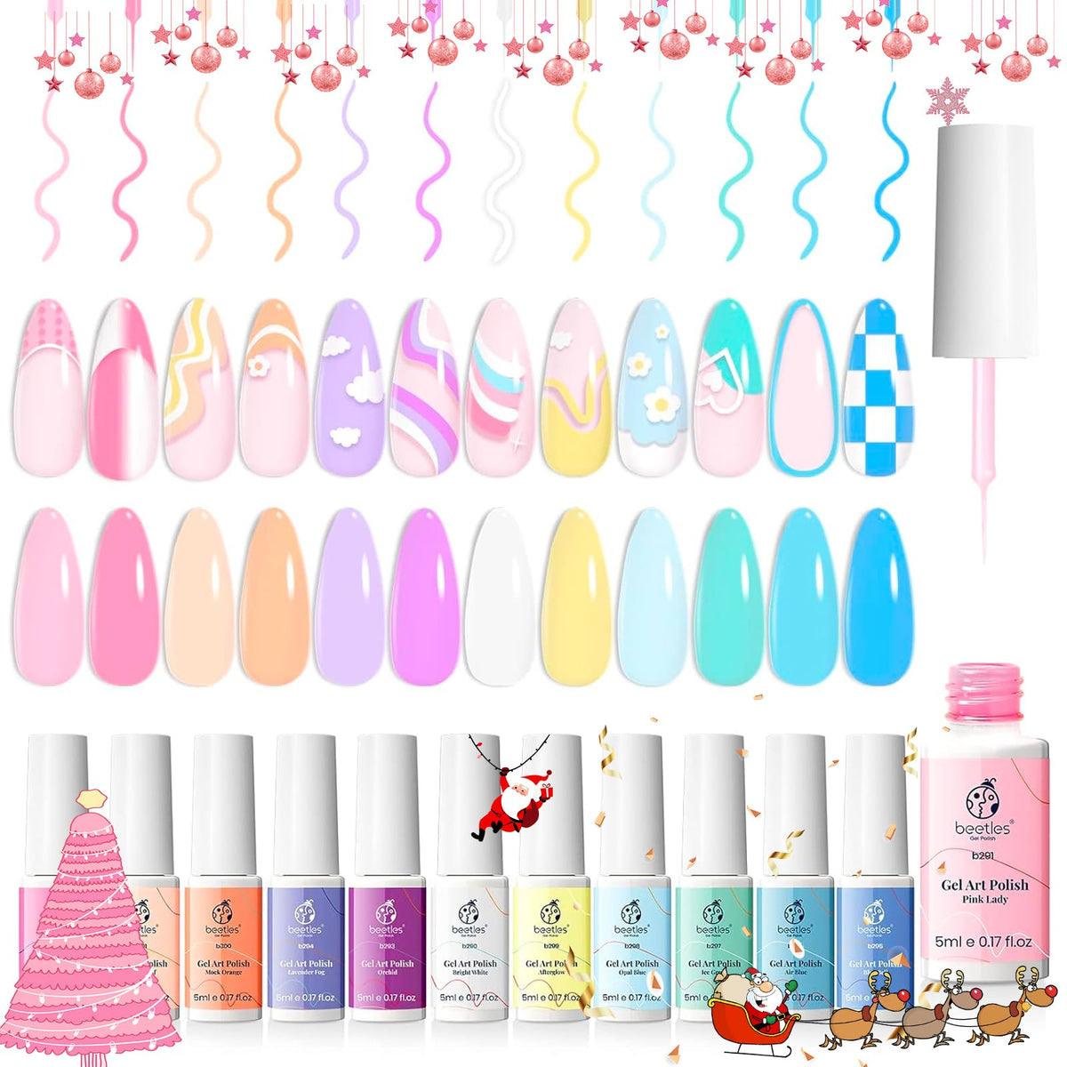 Beetles Pastel Gel Liner Set long-wear finish supports extended color play.