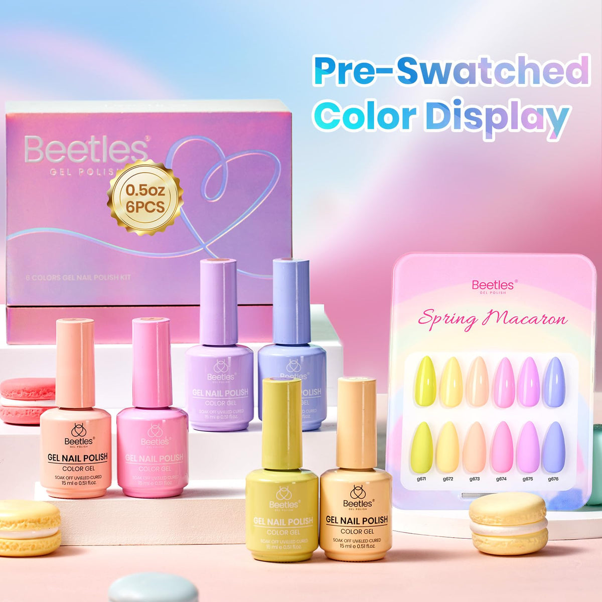 Beetles Pastel Gel Polish Lavender with visible cap swatch for quick matching