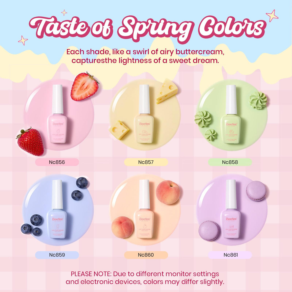 Beetles Pastel Gel Polish Set pastel pink swatches for daily wear