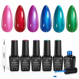 Beets Pearl Gel Nail Polish Set pink swirl finish for chic DIY nails.