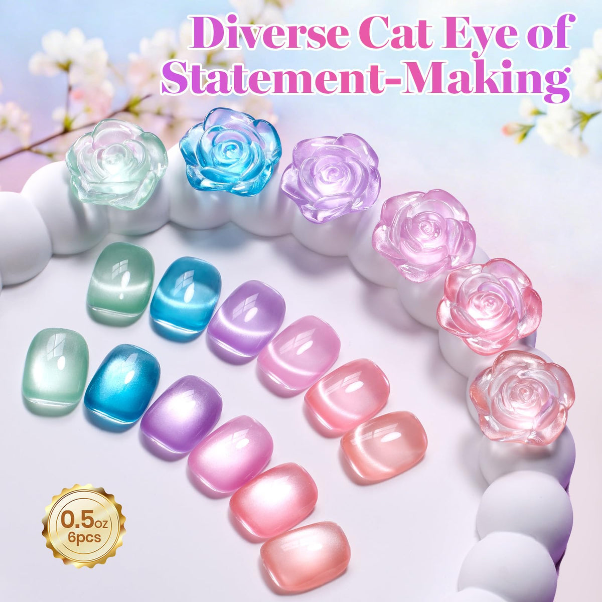 Beetles Petal Charm Cat Eye color swatches for quick shade choice