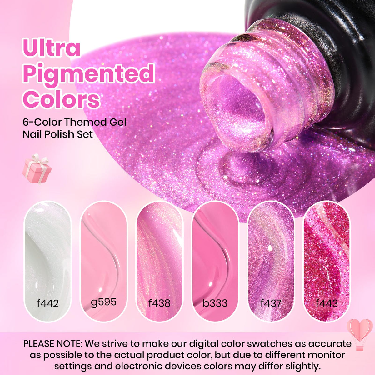 Beetles Pink Glitter Gel close-up highlights sparkle for party nails.