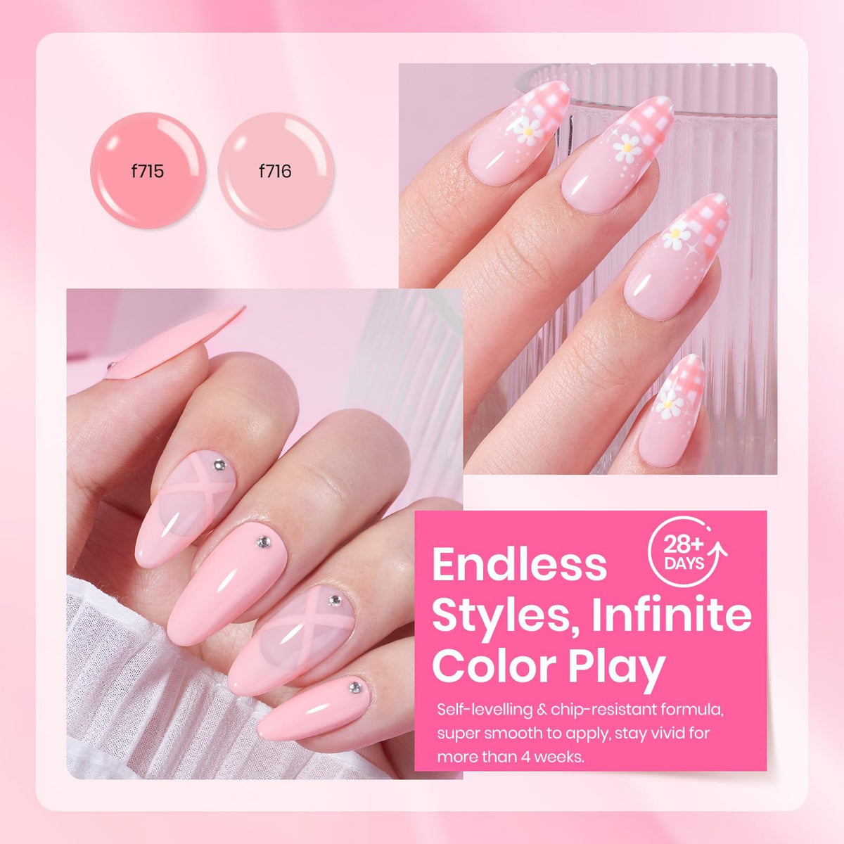 Beetles Pink Melody baby pink shade for subtle feminine nails.