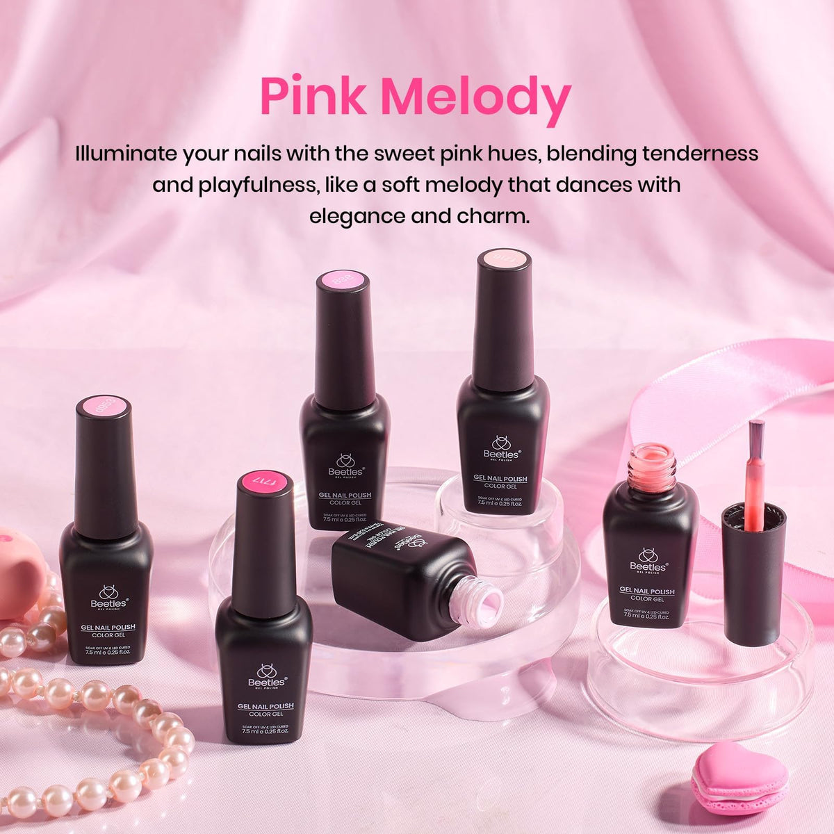 Beetles Pink Melody nude pink shade for neutral nail looks.