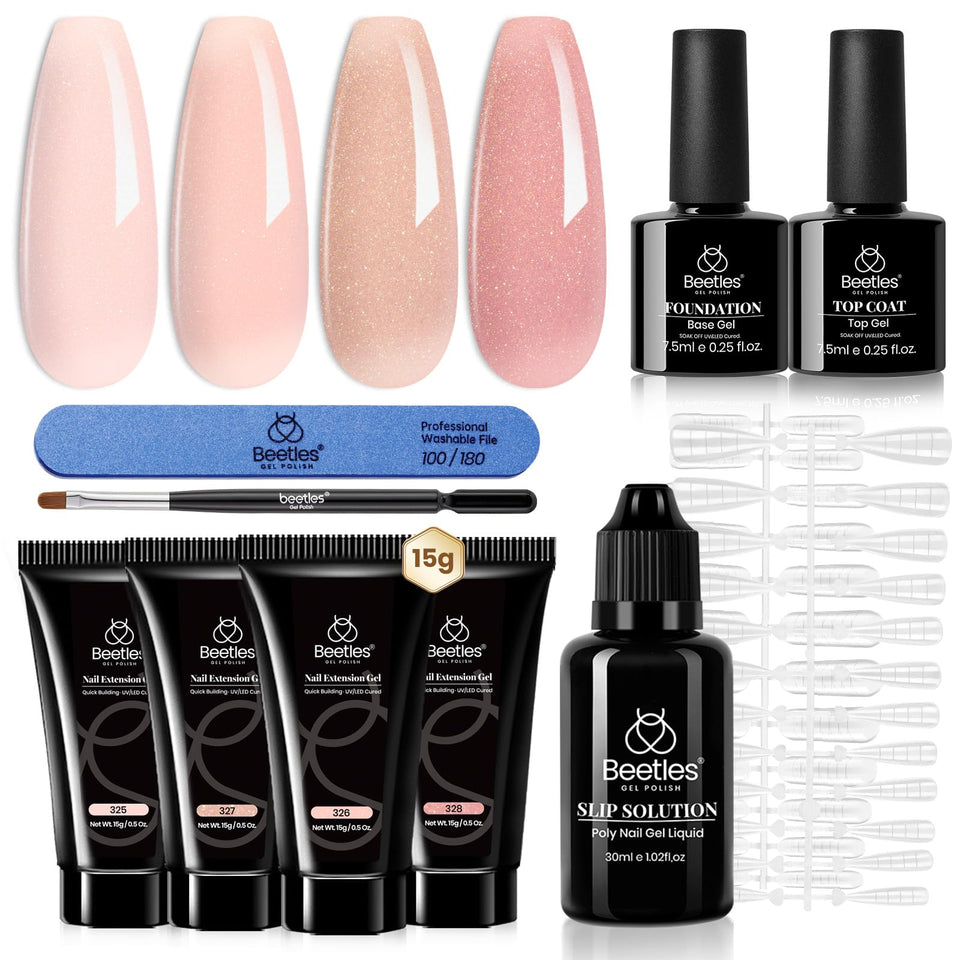 Beetles Poly Extension Gel Pink 15g for natural-looking length