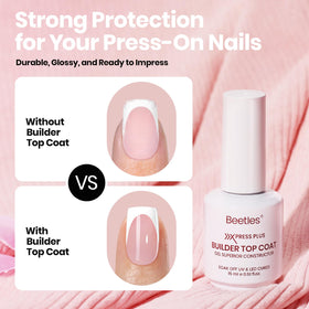 Beetles Press-on nails being applied show quick secure adhesion.