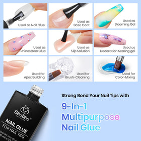 Beetles press-on nails extension application showing secure tip bonding