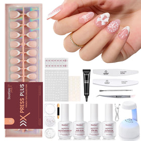 Beetles Press On Nails French Tip Short Almond for a quick, salon-like manicure