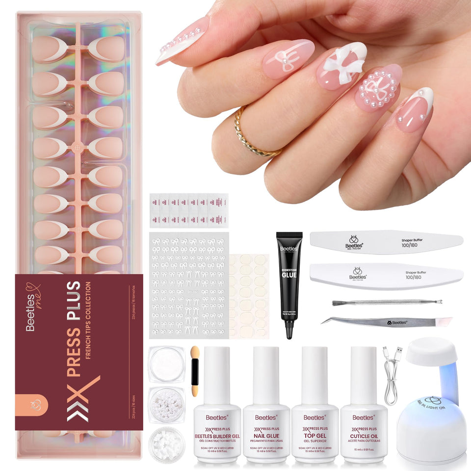 Beetles Press On Nails French Tip Short Almond for a quick, salon-like manicure