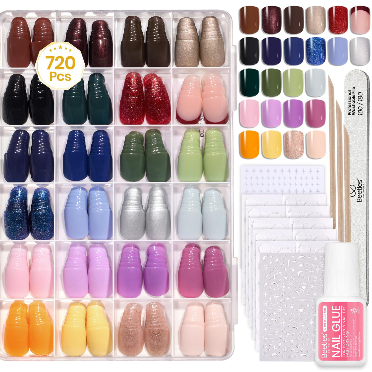 Beetles Press On Nails Kit Funfetti overview for quick at-home manicures