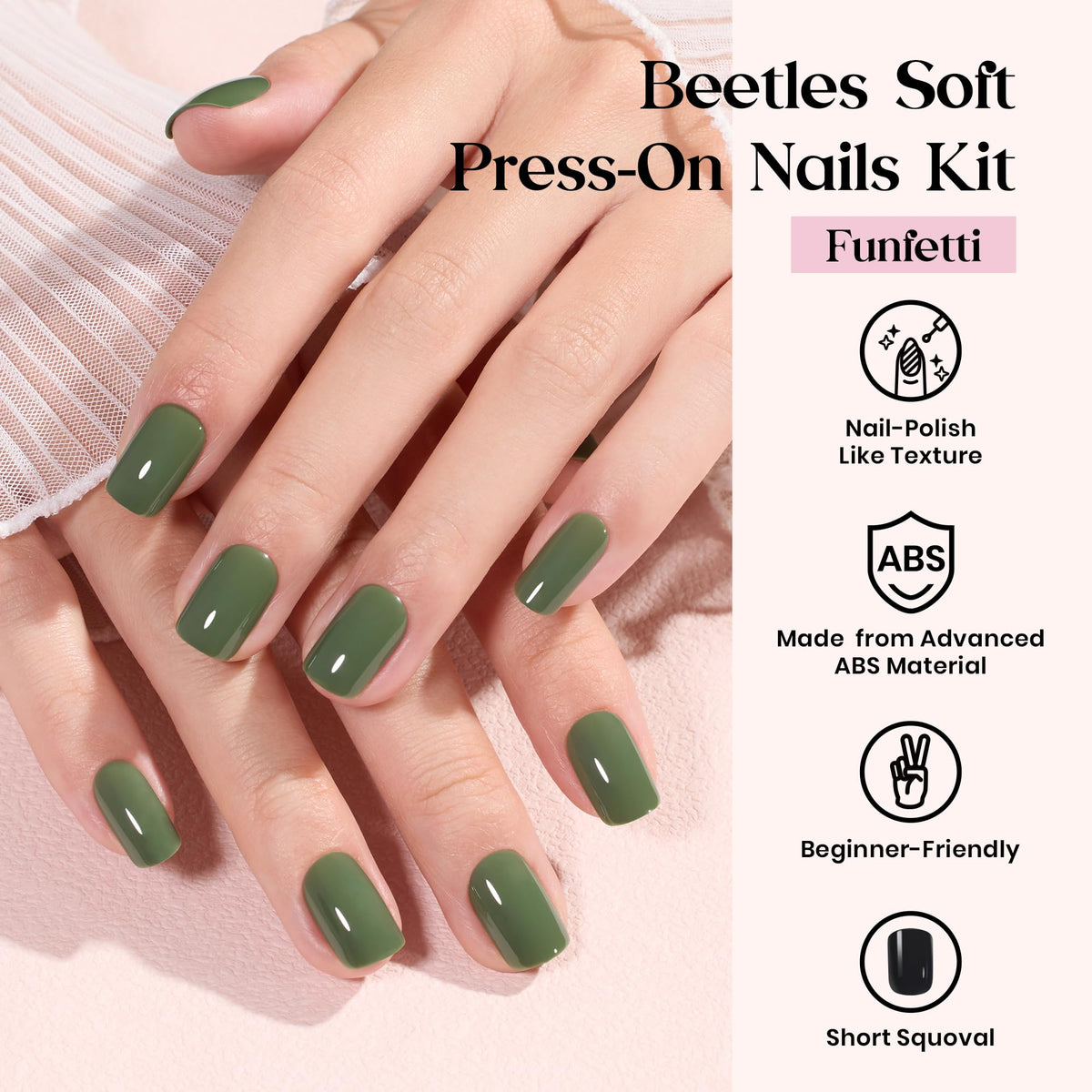 Beetles Funfetti nails in glossy and glitter colors for versatile styling
