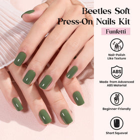 Beetles Funfetti nails in glossy and glitter colors for versatile styling