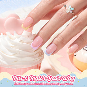 Beetles press-on nails short square blue French tip for seasonal style