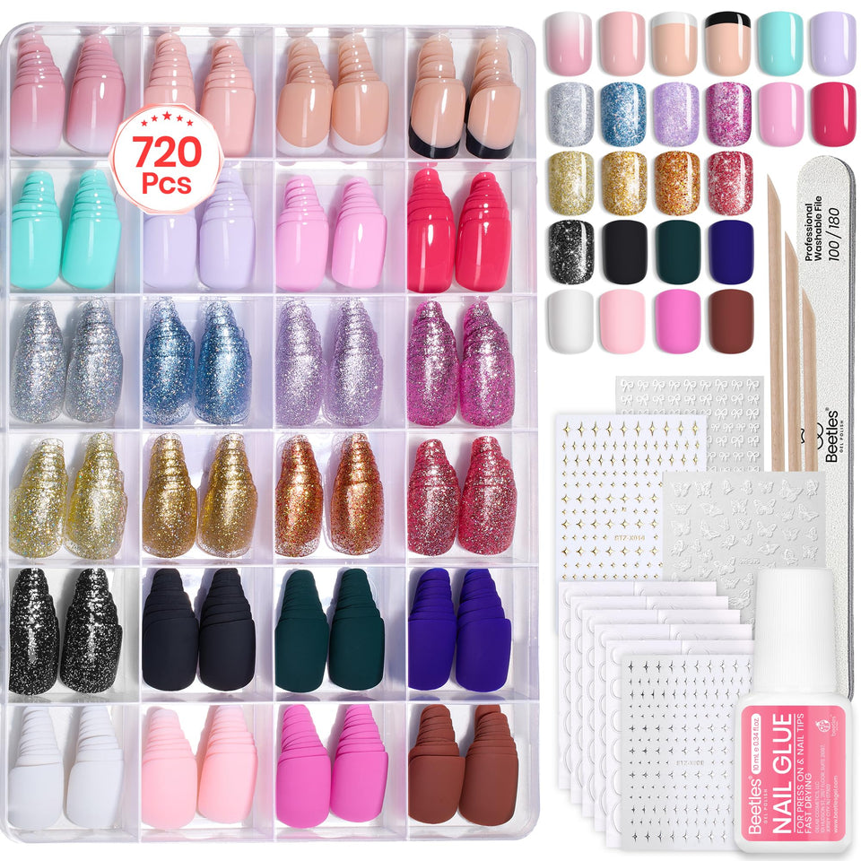 Beetles Prism Pop press-on nails in glossy color close-up for quick at-home glam