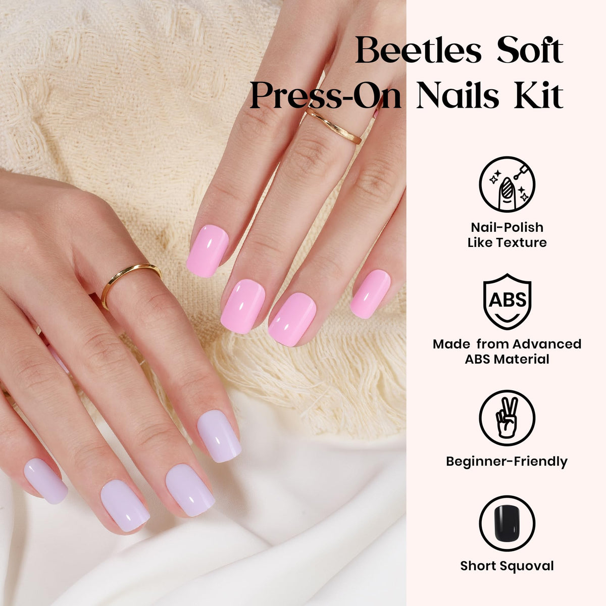 Beetles Prism Pop short square nails close-up show durable daily wear