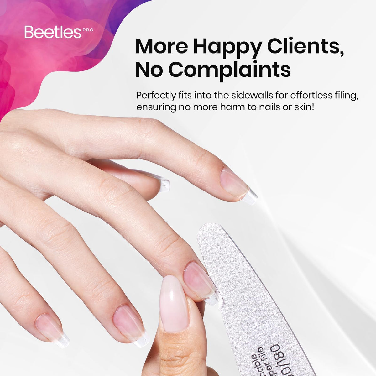 Beetles Pro nail file with ergonomic grip for comfortable filing.