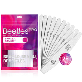 Beetles Pro nail file with zebra gray grit for durable shaping.