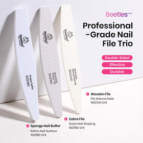 Beetles Pro dual-action nail buffer with 2-in-1 shapes for smoother nails.