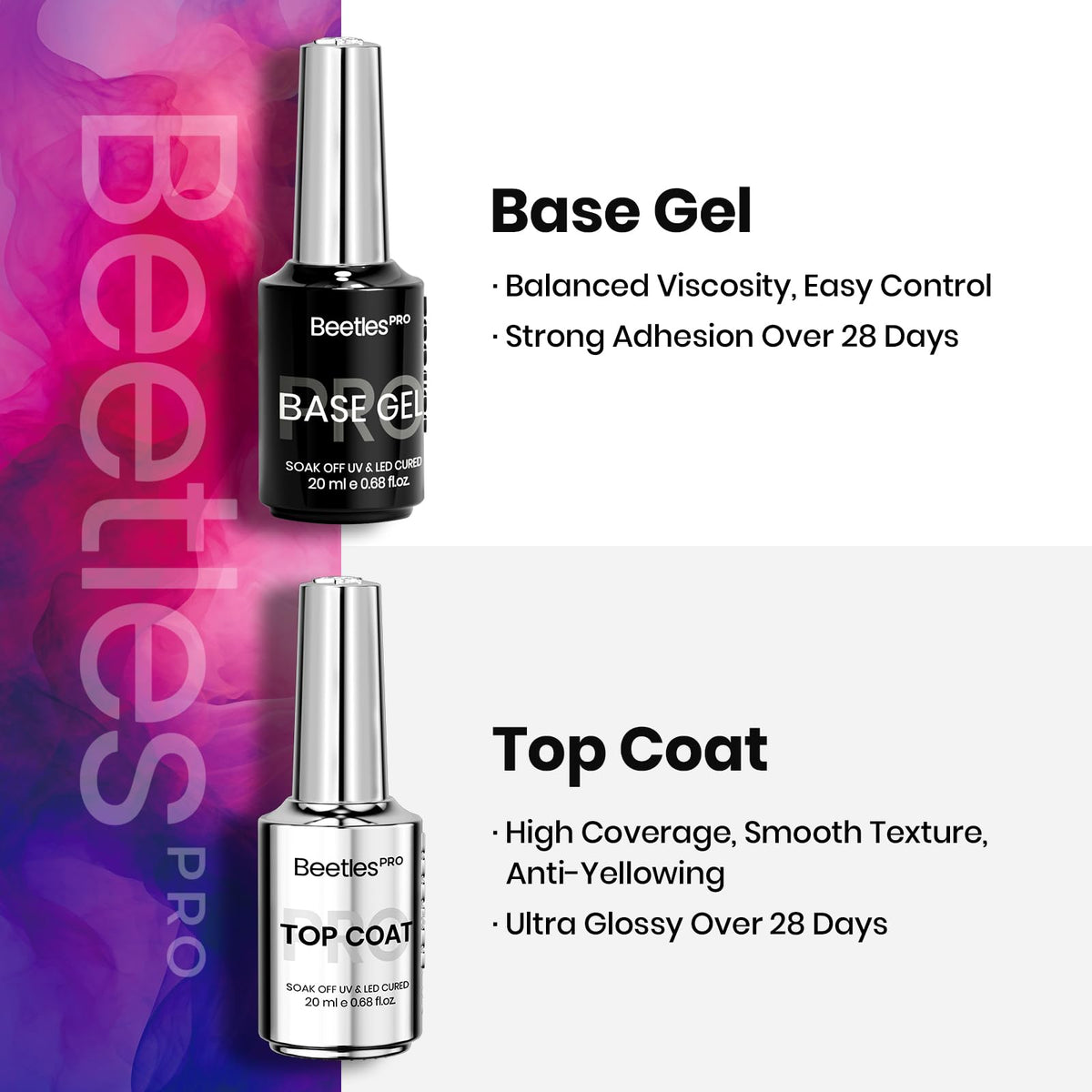 Beetles Pro Gel Base Coating Brush applies base evenly for control