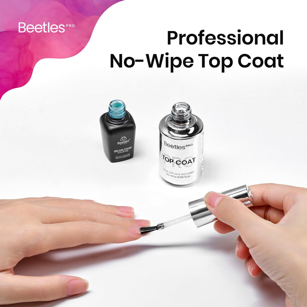 Beetles Pro Gel Top Coat anti-yellowing formula preserves crystal clarity