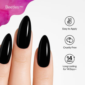 Beetles Pro Gel Top Coat bottle application angle demonstrating precise control