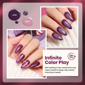 Beetles Purple Gel Nail Polish Set bottles close-up showing color variety.