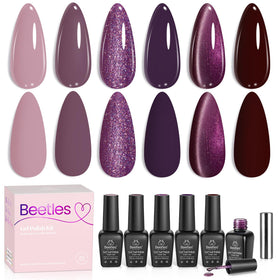 Beetles Purple Gel Nail Polish Set: six shades for versatile home manicures.