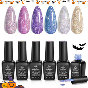 Beetles Reflective Glitter Gel Nail Polish application close-up shows pigment
