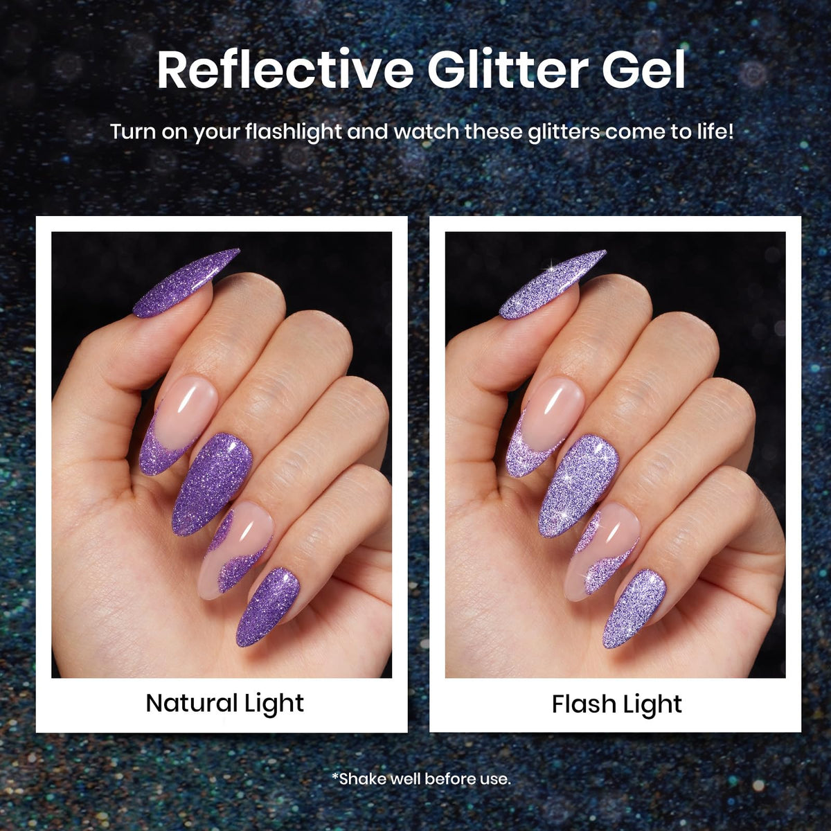 Beetles Reflective Glitter Gel Nail Polish Silver finish for bright sparkle